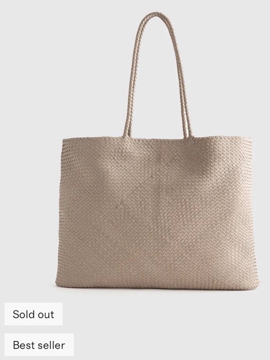 Quince Handbags - Quince Italian Leather Woven Tote Bag in Taupe
